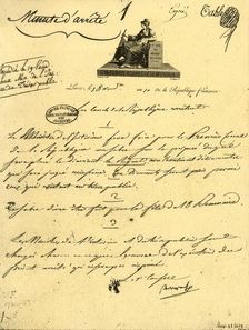 Ministerial order concerning...a...sabre for the First Consul, 10 October 1801, (1921). Creator: Unknown