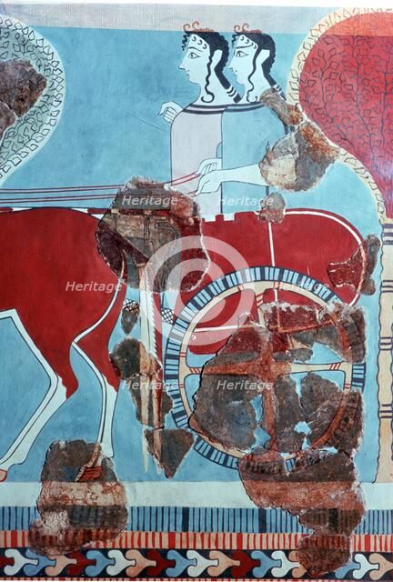 Minoan chariot-riders from Knossos. Artist: Unknown