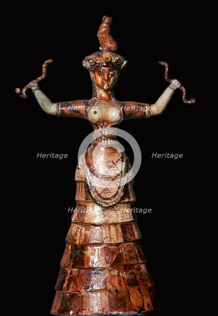 Minoan snake-goddess, 18th century BC. Artist: Unknown