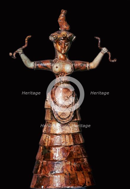 Minoan snake-goddess, 18th century BC. Artist: Unknown
