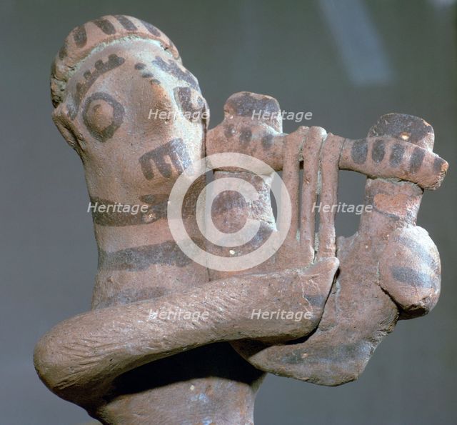 Minoan terracotta figure of a lyre-player, 8th century BC. Artist: Unknown