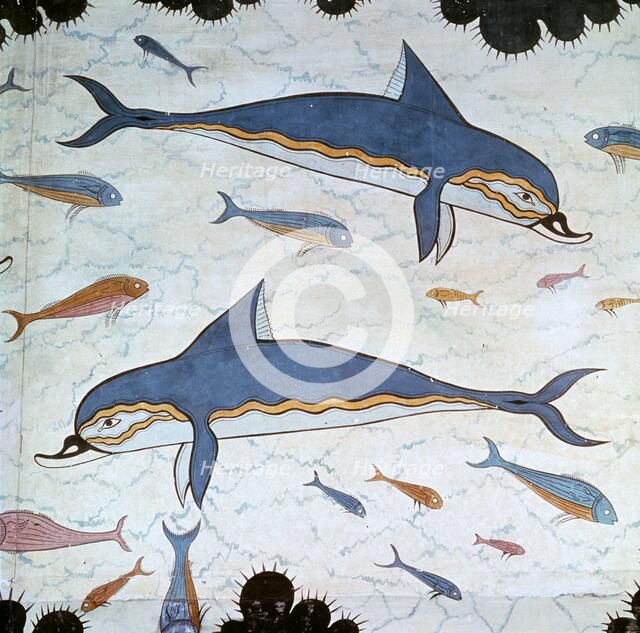 Minoan wall-painting of dolphins. Artist: Unknown