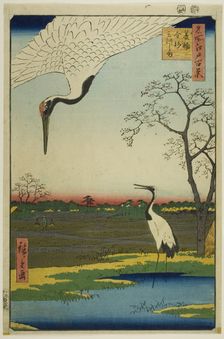 Minowa, Kanasugi, Mikawashima, from the series "One Hundred Famous Views of Edo (Meisho..., 1857. Creator: Ando Hiroshige