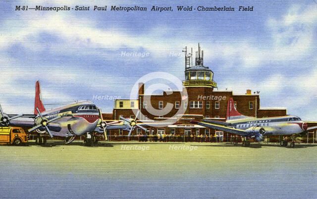Minneapolis-St Paul Metropolitan Airport, Wold-Chamberlain Field, Minnesota, USA, 1949. Artist: Unknown