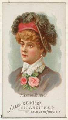 Minnie Palmer, from World's Beauties, Series 1 (N26) for Allen & Ginter Cigarettes, 1888., 1888. Creator: Allen & Ginter