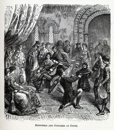 Minstrels and Jugglers at Court, 1882. Artist: Anonymous