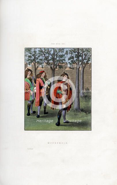 Minstrels, c1480, (1843).Artist: Henry Shaw