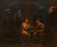 Miranda fait une partie d'échec avec Ferdinand qu'elle accuse, en plaisantant, de tricher, 1822. Creator: Gillot Saint-Evre