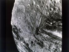 Miranda, one of the moons of Uranus, seen from Voyager 2, 24 January 1986. Creator: NASA
