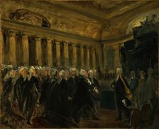 Mirabeau Confronts the Marquis de Dreux-Brézé (Sketch), 1831. Artist: Delacroix, Eugène (1798-1863)