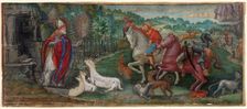 Miracle of the Deer of Saint Bassiano, from a Choir Book, 1500/10. Creator: Francesco Binasco