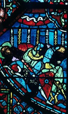 Miracle of the flowering lances, stained glass, Chartres Cathedral, France, c1225