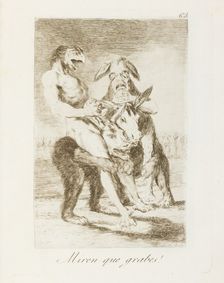 Miren que grabes!; Los Caprichos, pl.63, 1799. Creator: Francisco Goya