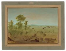 Mired Buffalo and Wolves, 1861/1869. Creator: George Catlin
