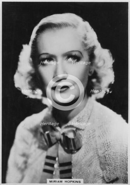 Miriam Hopkins, American actress, 1938. Artist: Unknown