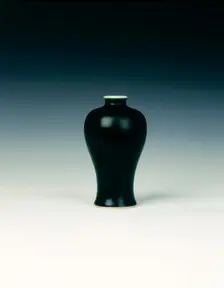 Mirror black miniature meiping vase, Qing dynasty, Kangxi period, China, 1700-1722. Creator: Unknown
