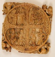 Mirror Case with Lovers, French, 14th century. Creator: Unknown