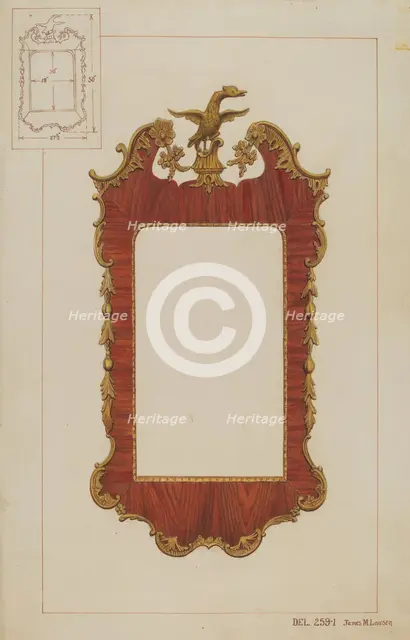 Mirror - Chippendale Style, c. 1937. Creator: James M. Lawson.