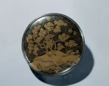 Mirror Container with Design of Maple Tree and Autumn Shower, 1400s. Creator: Unknown