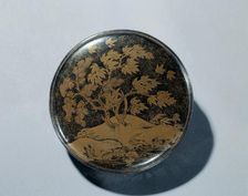 Mirror Container with Design of Maple Tree and Autumn Shower, 1400s. Creator: Unknown