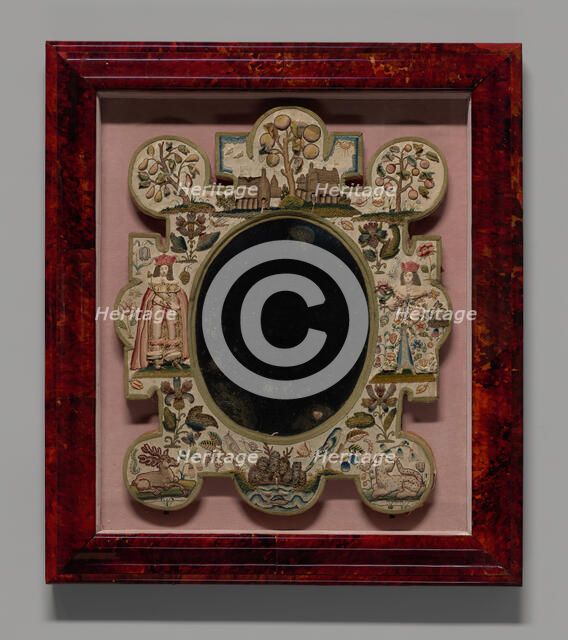 Mirror Depicting King Charles II and Queen Catherine of Braganza, England, 17th century. Creator: Unknown.