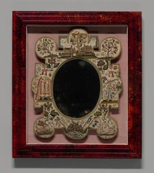 Mirror Depicting King Charles II and Queen Catherine of Braganza, England, 17th century. Creator: Unknown