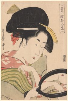 Mirror, from the series Eight Views of Tea-stalls in Celebrated Places" ("Meisho..., c. 1795/96. Creator: Kitagawa Utamaro