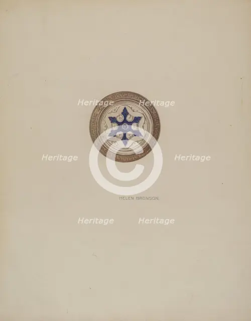 Mirror Support - Blue Six Point Star, c. 1941. Creator: Helen Bronson.