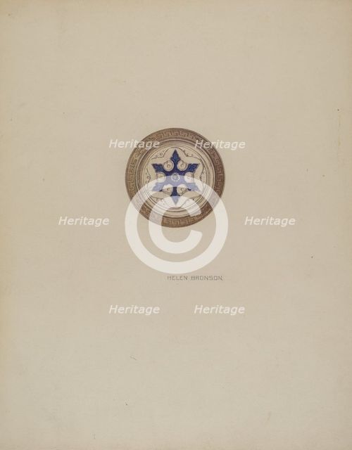 Mirror Support - Blue Six Point Star, c. 1941. Creator: Helen Bronson.