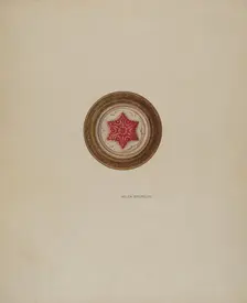 Mirror Support - Red Six Point Star, c. 1941. Creator: Helen Bronson