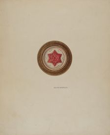 Mirror Support - Red Six Point Star, c. 1941. Creator: Helen Bronson
