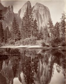 Mirror View of Cathedral Rocks, Yosemite, ca. 1872, printed ca. 1876. Creator: Attributed to Carleton E. Watkins