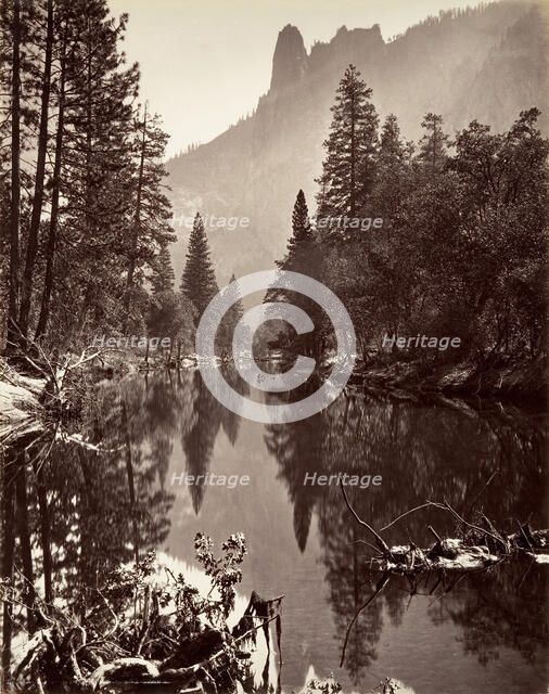 Mirror View of Sentinel Rock, Yosemite, ca. 1872, printed ca. 1876. Creator: Attributed to Carleton E. Watkins.