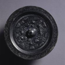 Mirror with Auspicious Animals Surrounded by Rings of Squares and Semicircles, late 2nd century. Creator: Unknown