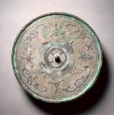 Mirror with Double Quatrefoils, Dragons, and Phoenixes, 3rd century BC. Creator: Unknown