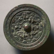 Mirror with Deities and Animals Surrounded by Rings of Squares..., early 2nd Century - early 3rd Cen Creator: Unknown