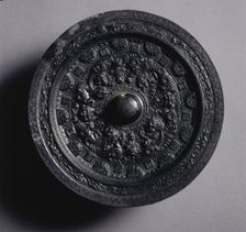 Mirror with Deities and Animals Surrounded by Rings of Squares..., late 2nd-early 3rd century. Creator: Unknown