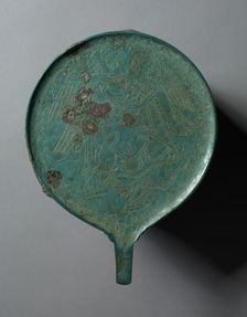 Mirror with Engraved Scene, 400-350 BC. Creator: Unknown