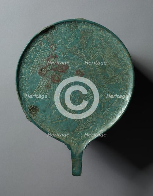 Mirror with Engraved Scene, 400-350 BC. Creator: Unknown.