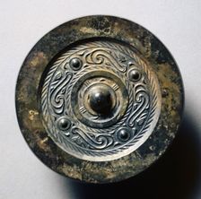 Mirror with Four Nipples, Quasi- Dragons, and Birds, 1st century BC. Creator: Unknown