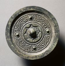 Mirror with Four Nipples, Quasi-Dragons, and Birds, late 3rd Century BC - early 1st Century. Creator: Unknown