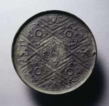 Mirror with Five Blossoms and Overlapping Lozenges, 4th century BC. Creator: Unknown