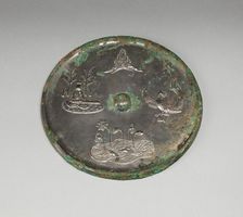 Mirror with Images of Purity and Immortality: Mount Penglai, Boya..., Tang dynasty, 8th century. Creator: Unknown