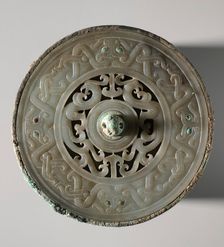 Mirror with Jade Disk Inset, 475 BC-9 AD. Creator: Unknown