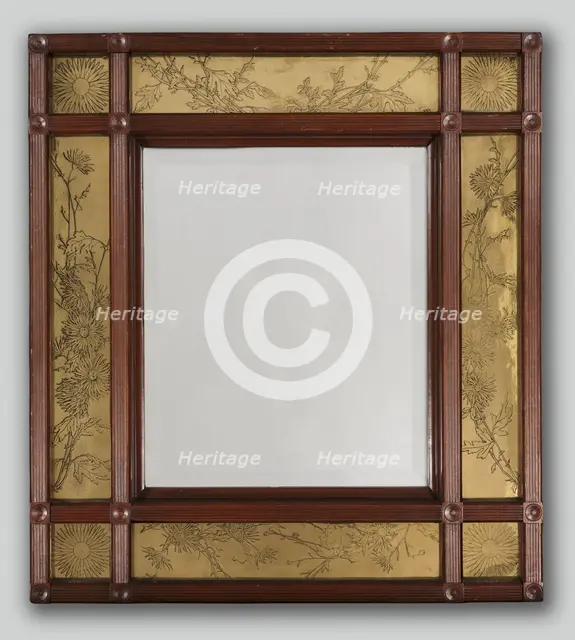 Mirror with Ornamented Frame, 1886. Creator: M. Louise McLaughlin (American, 1847-1939).