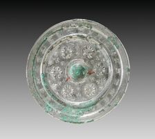 Mirror with Six Circular Flowers, 600s. Creator: Unknown