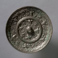 Mirror with Sparrows and Floral Sprays, late 600s-early 700s. Creator: Unknown