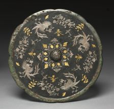 Mirror with Phoenixes, Birds, Butterflies, and Floral Sprays, 700s. Creator: Unknown