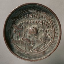 Mirror with Pine and Cranes, early17th-mid 19th century. Creator: Unknown