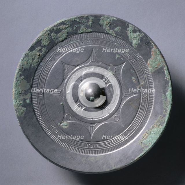 Mirror with Quatrefoil, Concentric Circles, and Linked Arcs, early 1st Century - early 3rd Century. Creator: Unknown.